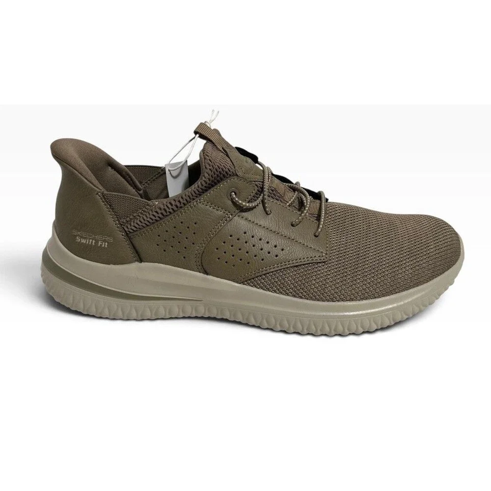Skechers Delson Swift Fit Sneakers Mens 12 Taupe Hands Free Slip-Ins 255101 NWOB